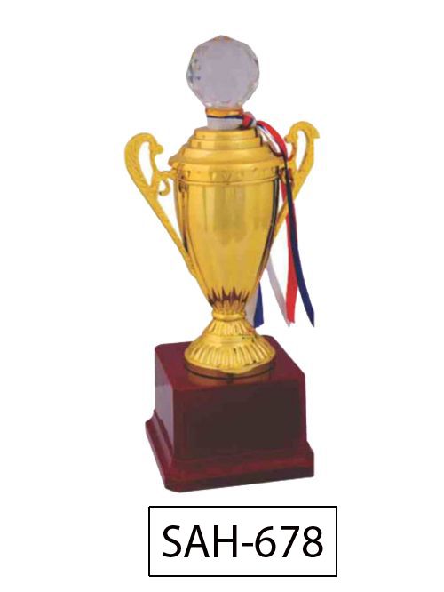 diamond gold red stand trophy